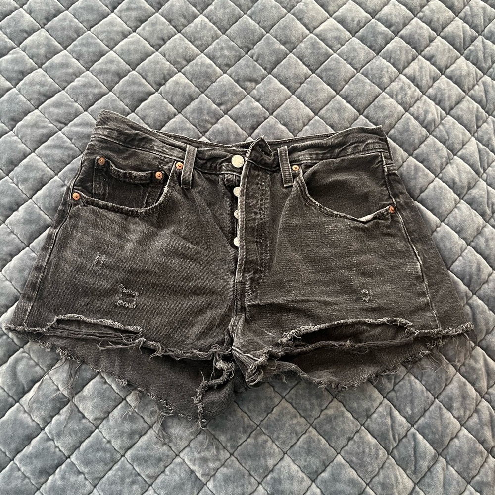 Levi's Charcoal Distressed Jean Shorts